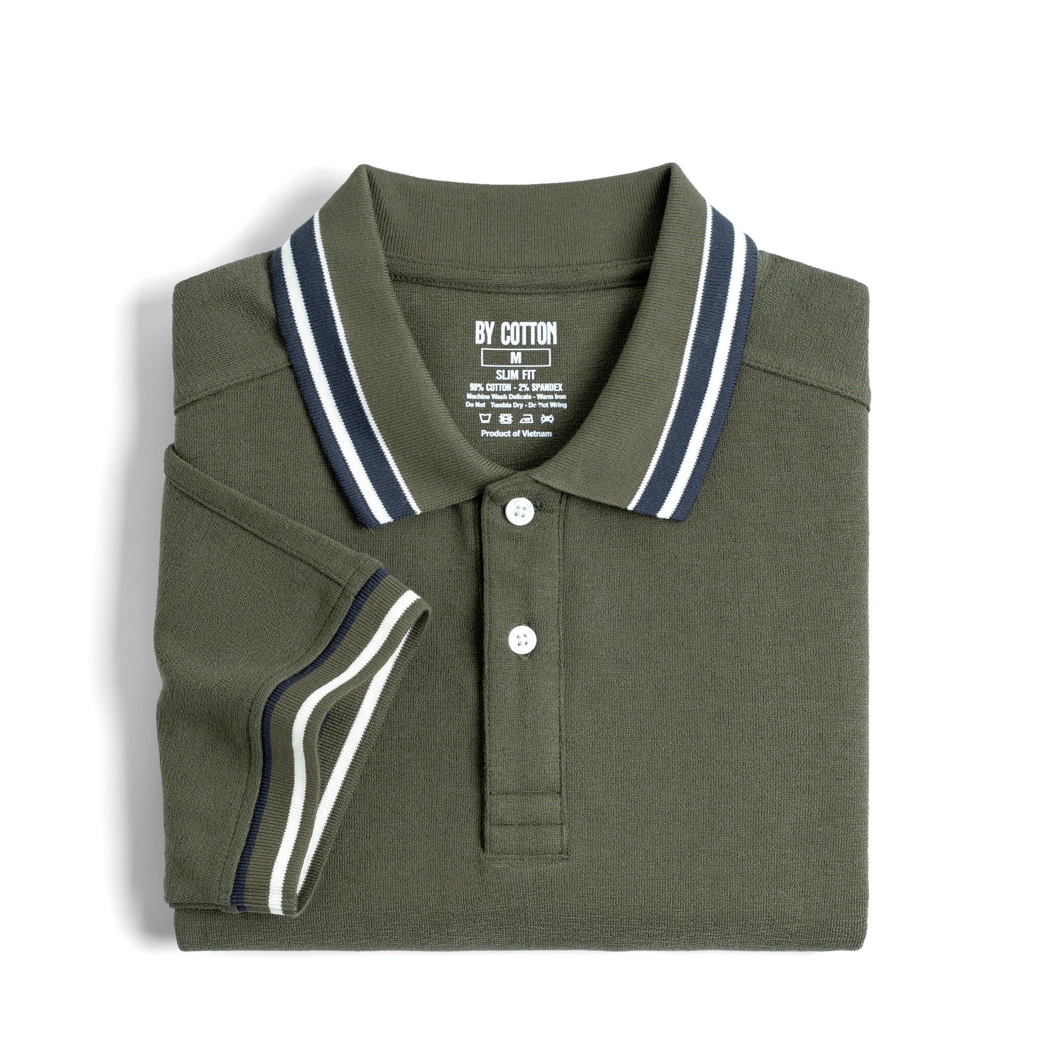 Áo Thun Polo By Cotton 2Layer Rêu Phối Bo