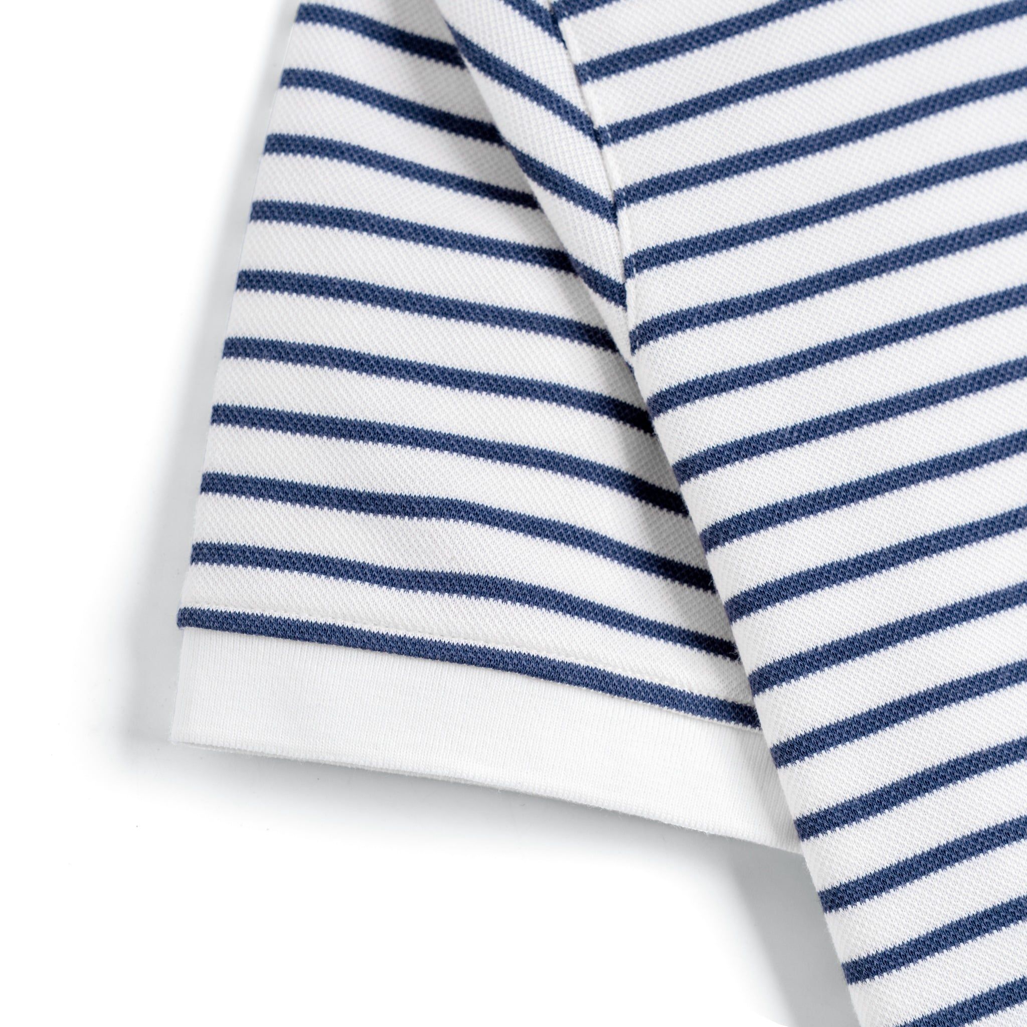 Áo Thun Polo By Cotton 2Layer Sọc Nhỏ Trắng Xanh