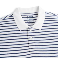 Áo Thun Polo By Cotton 2Layer Sọc Nhỏ Trắng Xanh