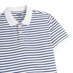 Áo Thun Polo By Cotton 2Layer Sọc Nhỏ Trắng Xanh