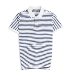 Áo Thun Polo By Cotton 2Layer Sọc Nhỏ Trắng Xanh