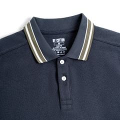 Áo Thun Polo By Cotton 2Layer Xanh Xám Phối Bo