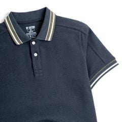 Áo Thun Polo By Cotton 2Layer Xanh Xám Phối Bo