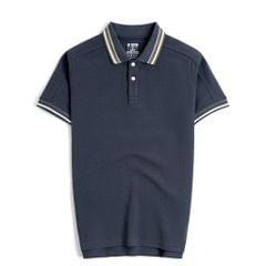 Áo Thun Polo By Cotton 2Layer Xanh Xám Phối Bo