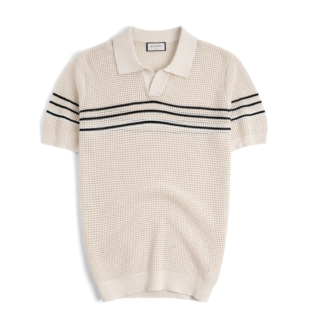 Áo Polo Dệt Kim By Cotton Be Lỗ Sọc Ngực