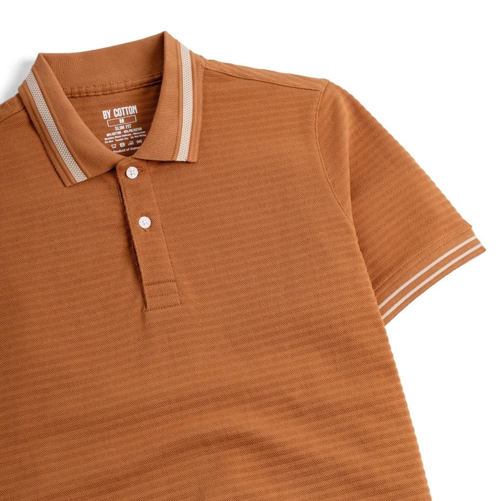 Áo Thun Polo Nam By Cotton Gân Cam Đất