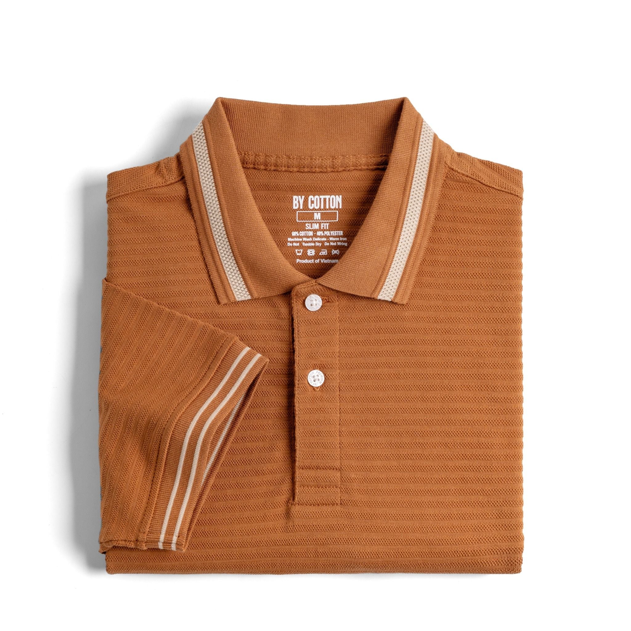 Áo Thun Polo Nam By Cotton Gân Cam Đất