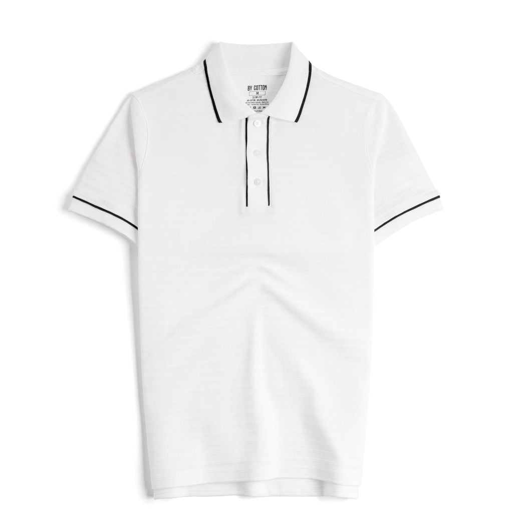 Áo Thun Polo Nam By Cotton Gân Trắng
