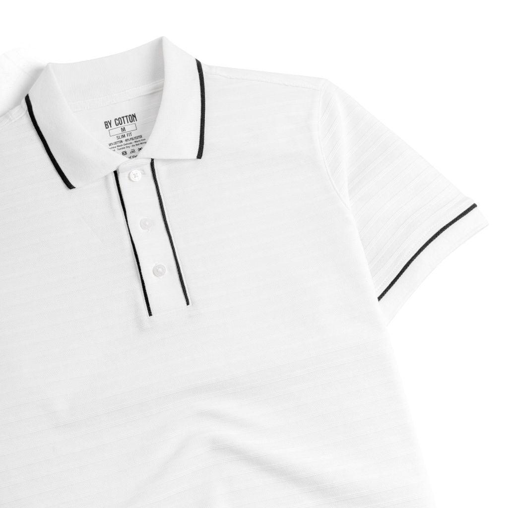 Áo Thun Polo Nam By Cotton Gân Trắng