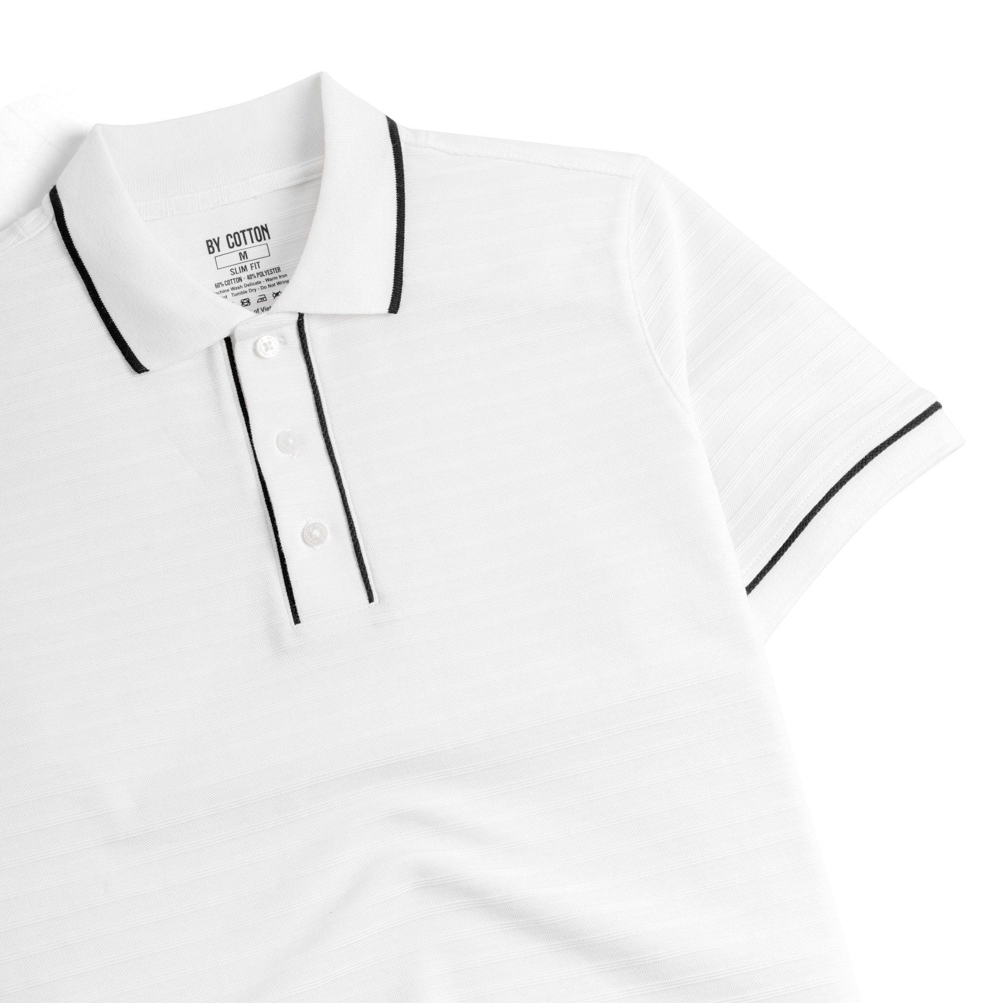 Áo Thun Polo Nam By Cotton Gân Trắng