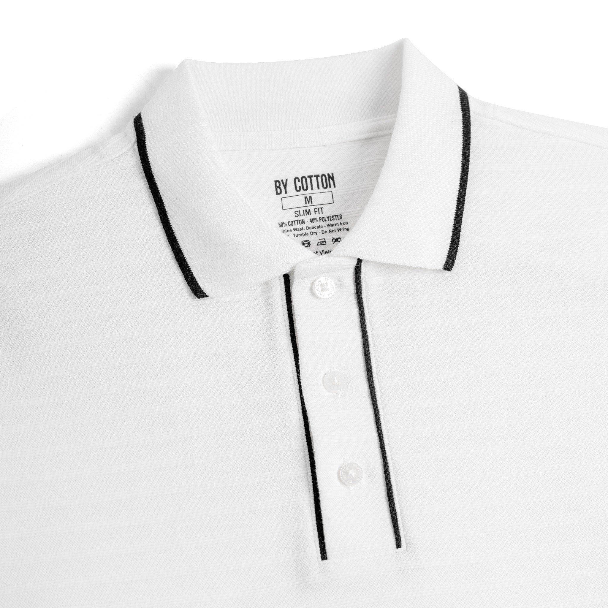 Áo Thun Polo Nam By Cotton Gân Trắng