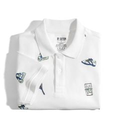 Áo Thun Polo Nam By Cotton Pique 2.0 Trắng In Icon Tennis