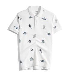 Áo Thun Polo Nam By Cotton Pique 2.0 Trắng In Icon Tennis