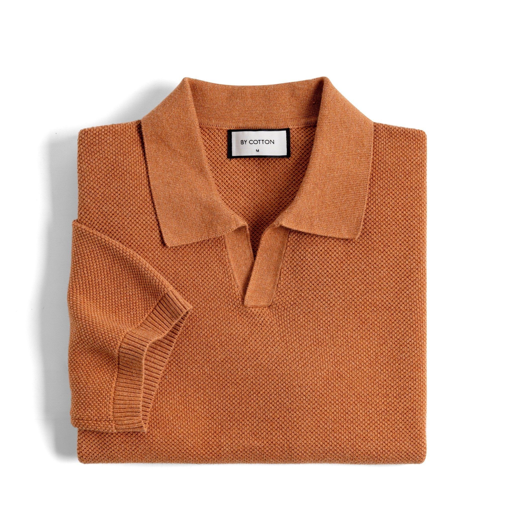 Áo Thun Polo Nam Dệt Kim By Cotton Melange Cam Gạch