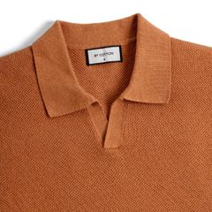 Áo Thun Polo Nam Dệt Kim By Cotton Melange Cam Gạch