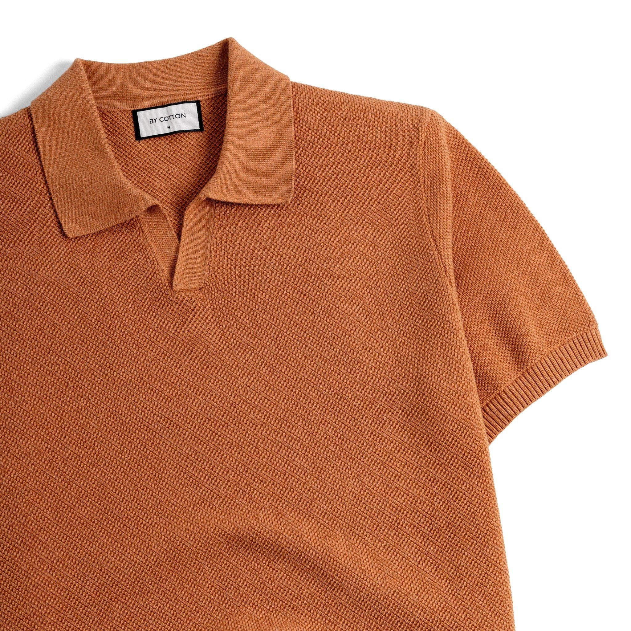 Áo Thun Polo Nam Dệt Kim By Cotton Melange Cam Gạch