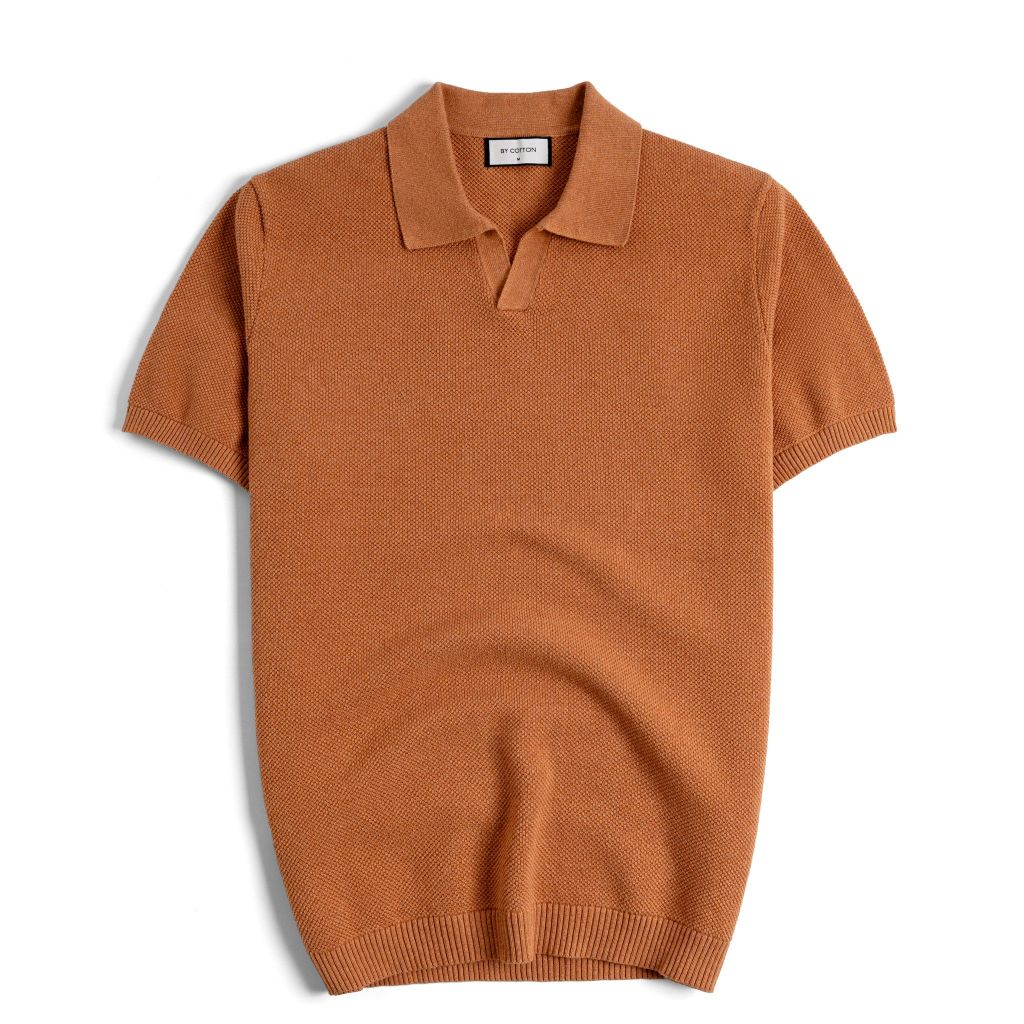 Áo Thun Polo Nam Dệt Kim By Cotton Melange Cam Gạch