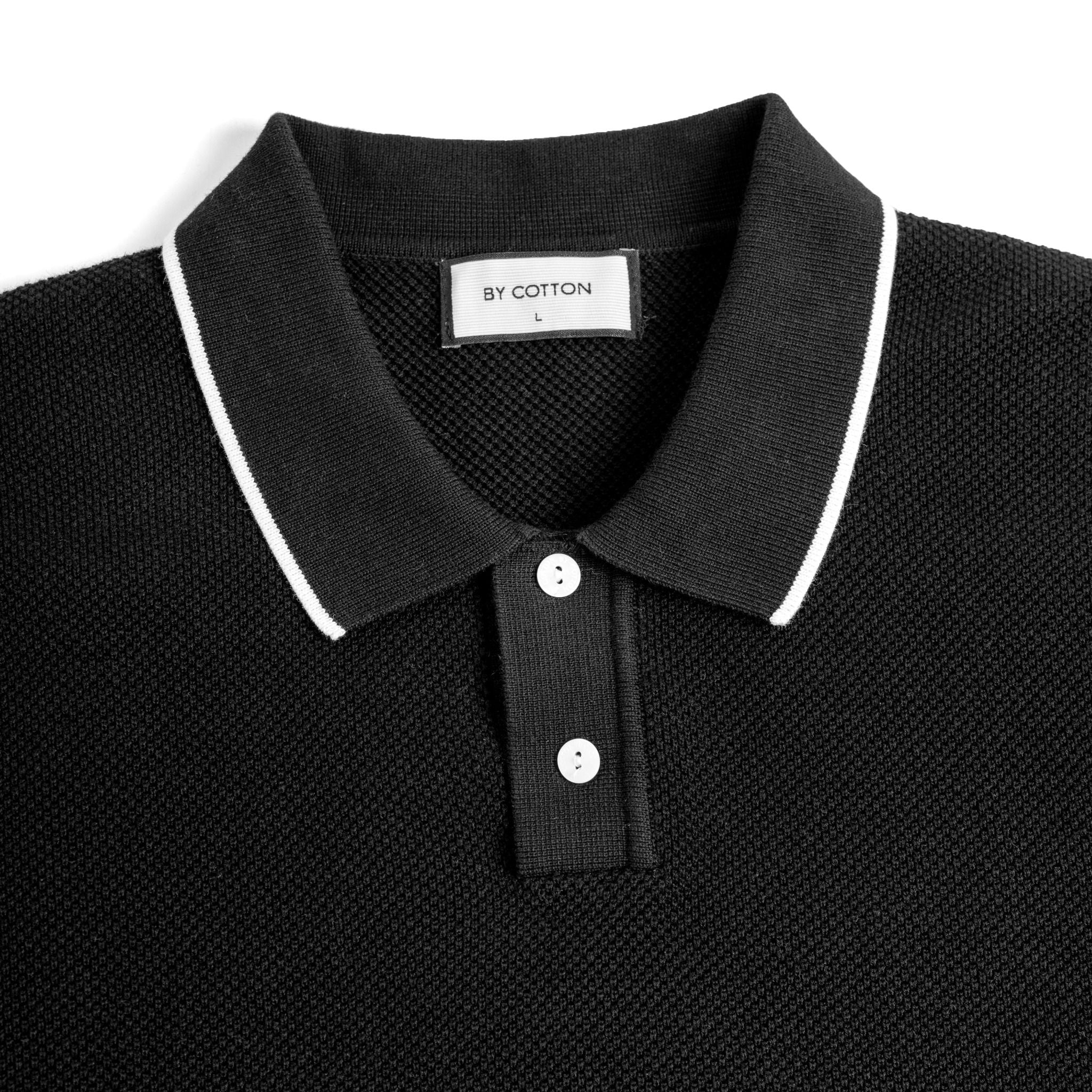 Áo Polo Dệt Kim By Cotton Melange Đen SS2