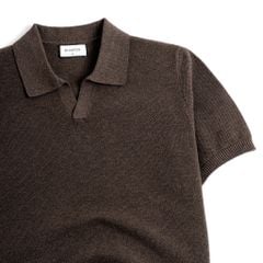 Áo Polo Dệt Kim By Cotton Melange Nâu