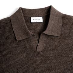 Áo Polo Dệt Kim By Cotton Melange Nâu