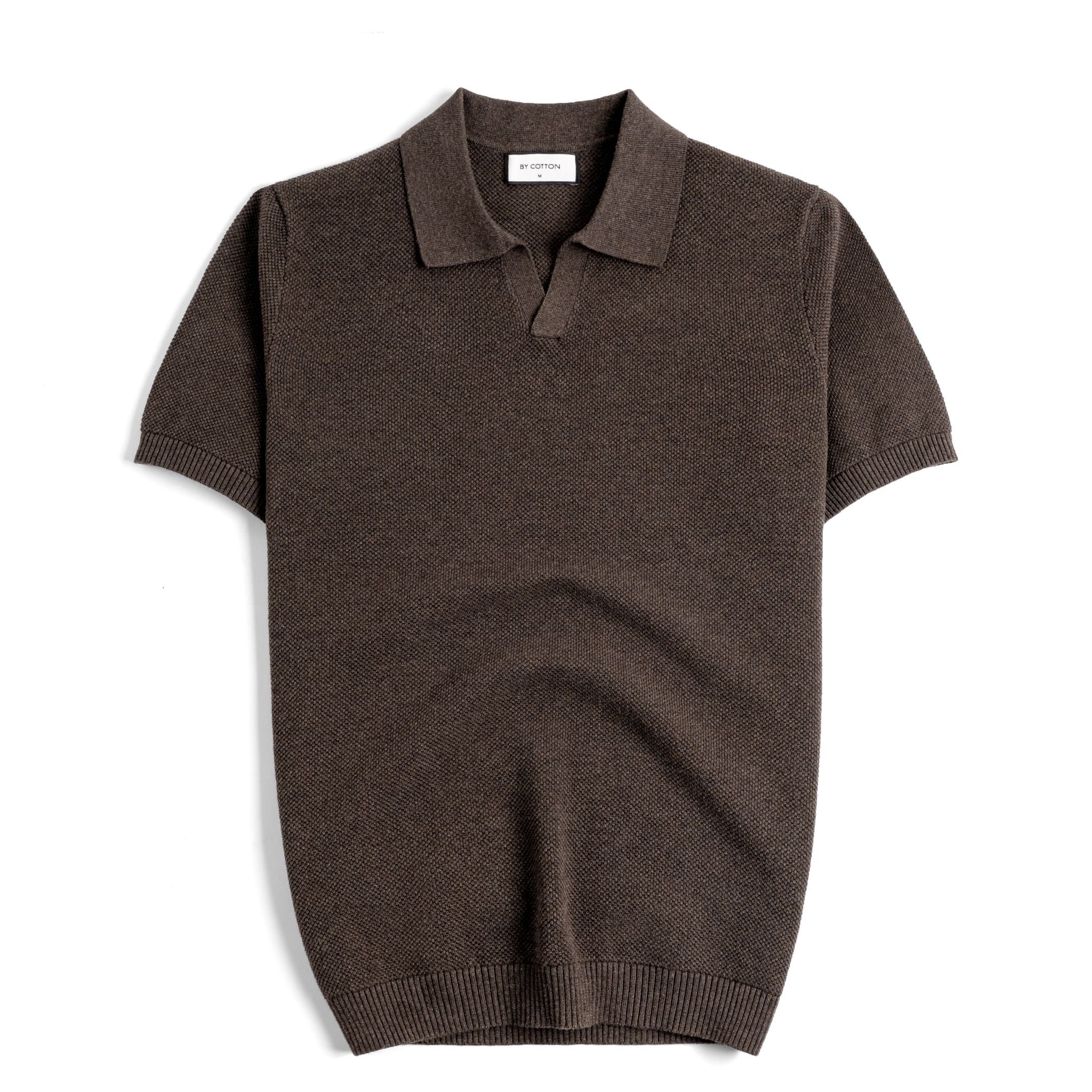 Áo Polo Dệt Kim By Cotton Melange Nâu