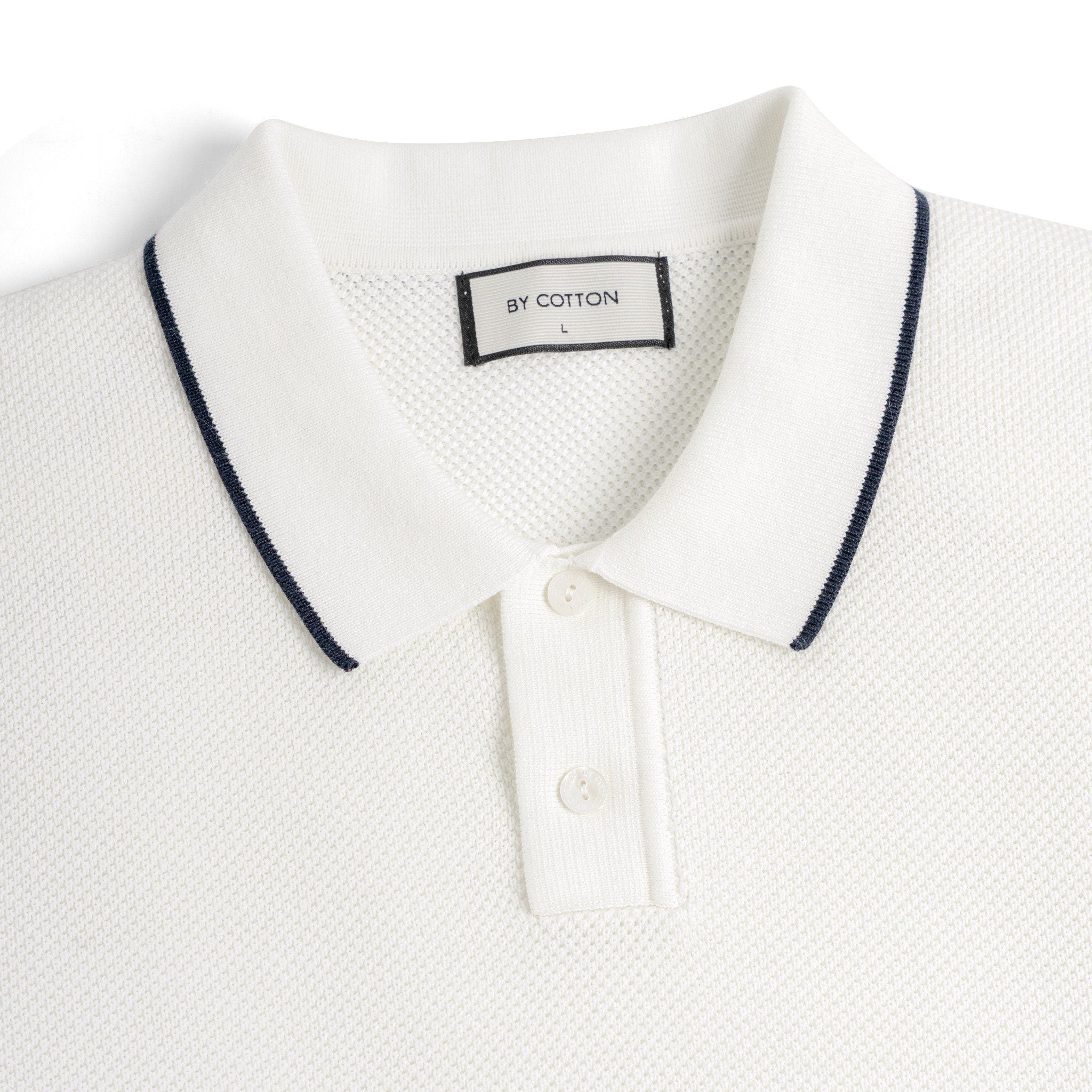 Áo Polo Dệt Kim By Cotton Melange Trắng SS2