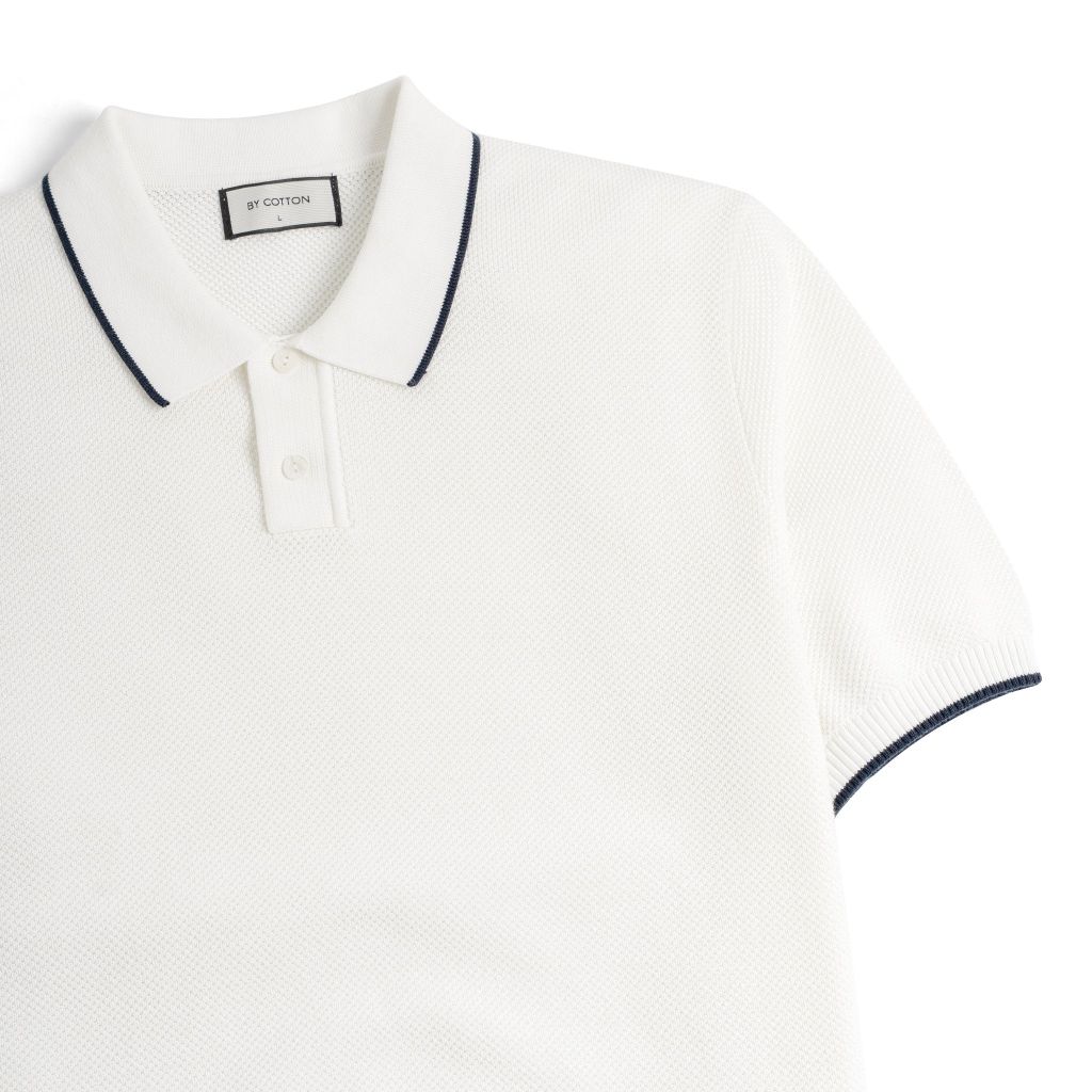 Áo Polo Dệt Kim By Cotton Melange Trắng SS2