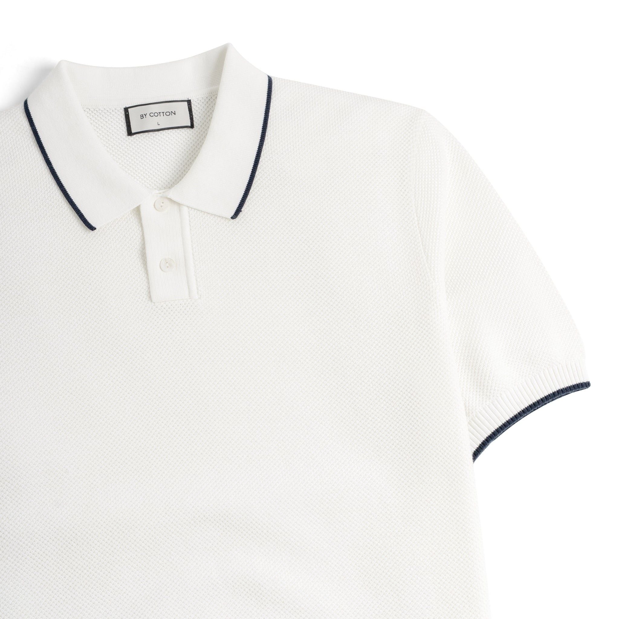 Áo Polo Dệt Kim By Cotton Melange Trắng SS2