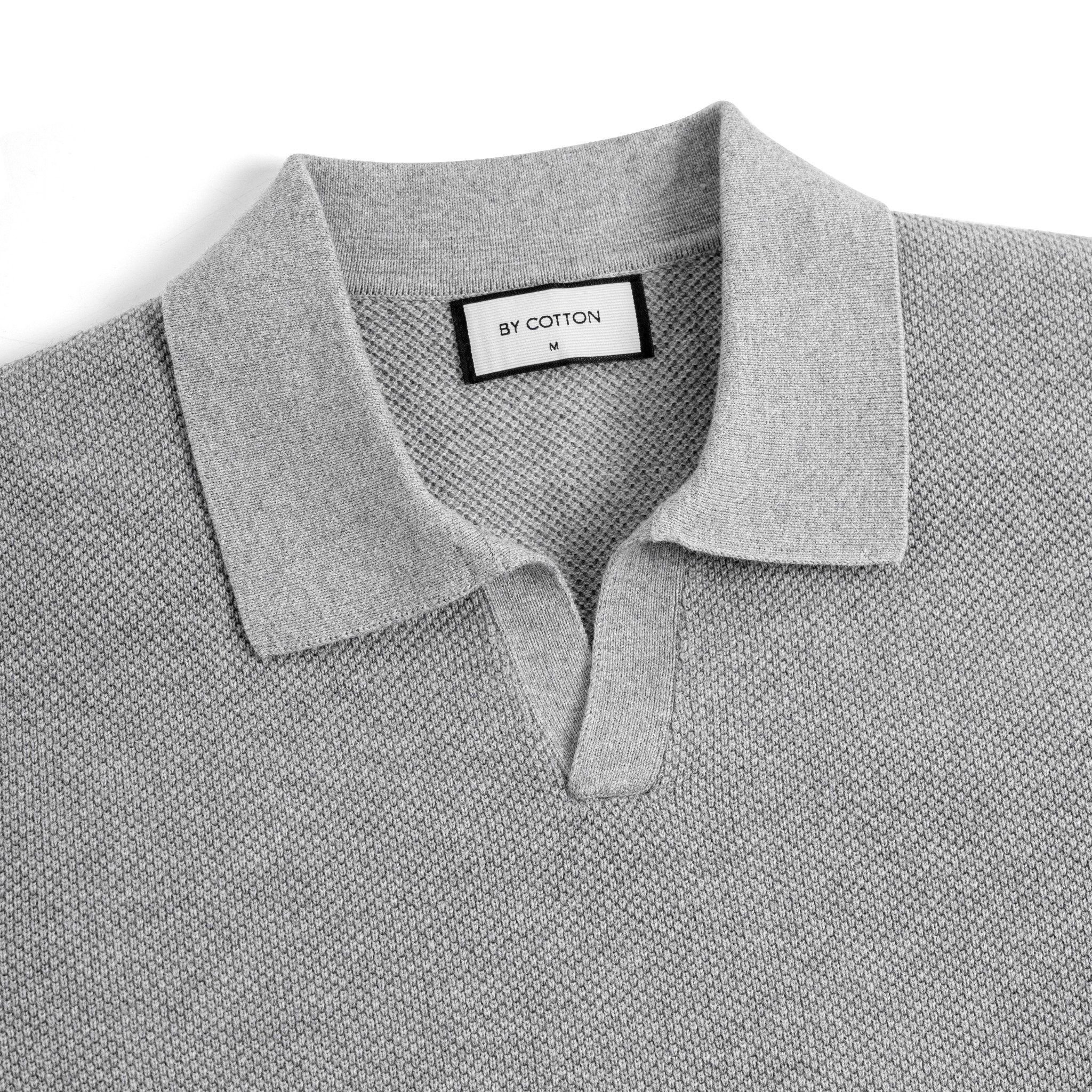 Áo Thun Polo Nam Dệt Kim By Cotton Melange Xám Lông Chuột