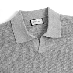 Áo Thun Polo Nam Dệt Kim By Cotton Melange Xám Lông Chuột