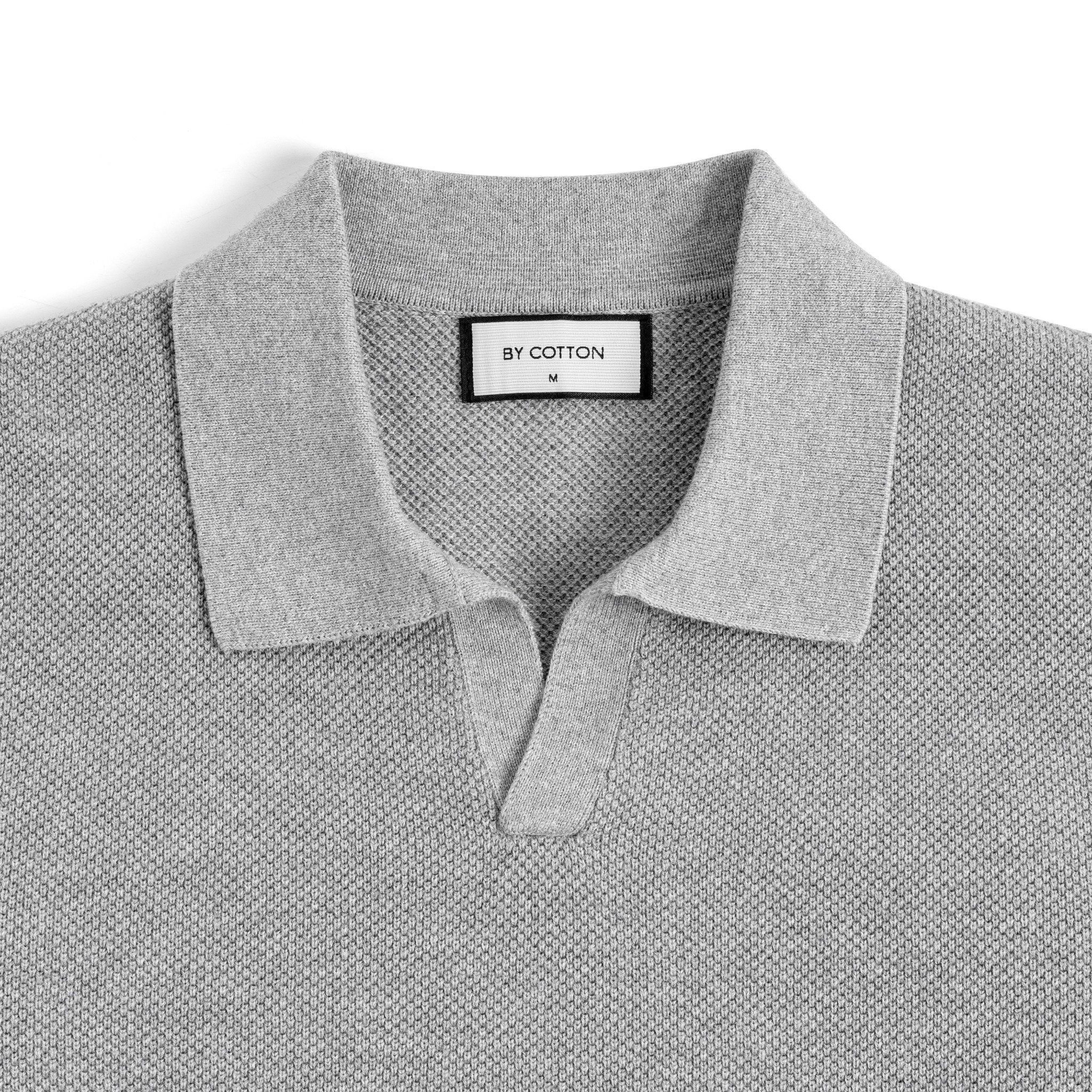 Áo Thun Polo Nam Dệt Kim By Cotton Melange Xám Lông Chuột