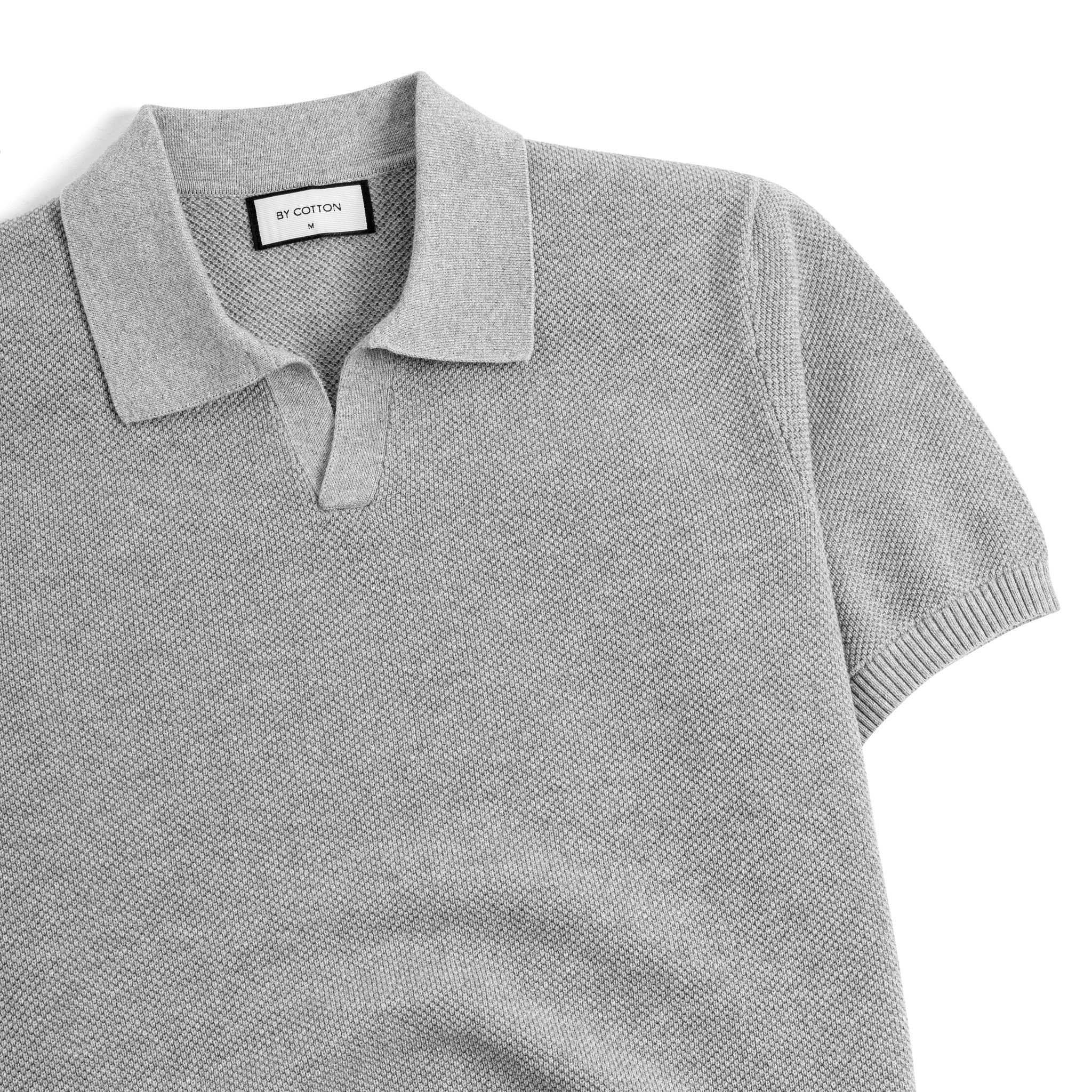 Áo Thun Polo Nam Dệt Kim By Cotton Melange Xám Lông Chuột
