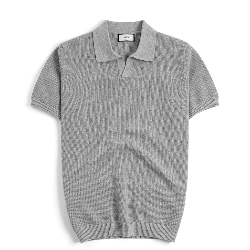 Áo Thun Polo Nam Dệt Kim By Cotton Melange Xám Lông Chuột