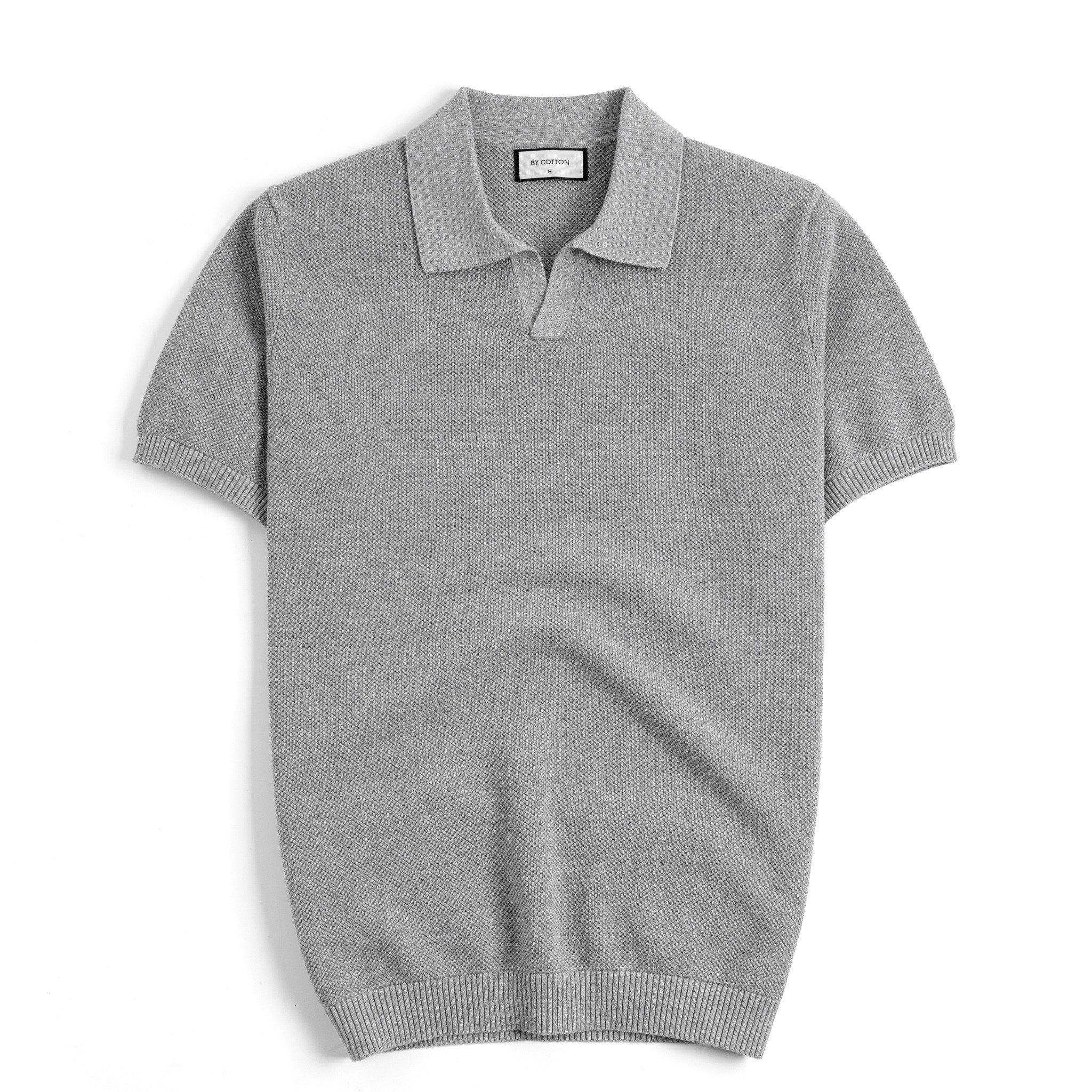 Áo Thun Polo Nam Dệt Kim By Cotton Melange Xám Lông Chuột