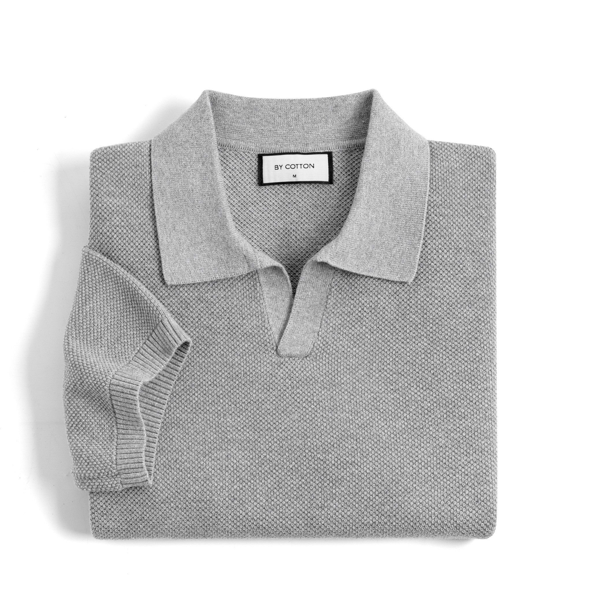 Áo Thun Polo Nam Dệt Kim By Cotton Melange Xám Lông Chuột