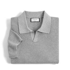 Áo Thun Polo Nam Dệt Kim By Cotton Melange Xám Lông Chuột