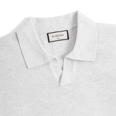 Áo Thun Polo Nam Dệt Kim By Cotton Melange Xám Nhạt