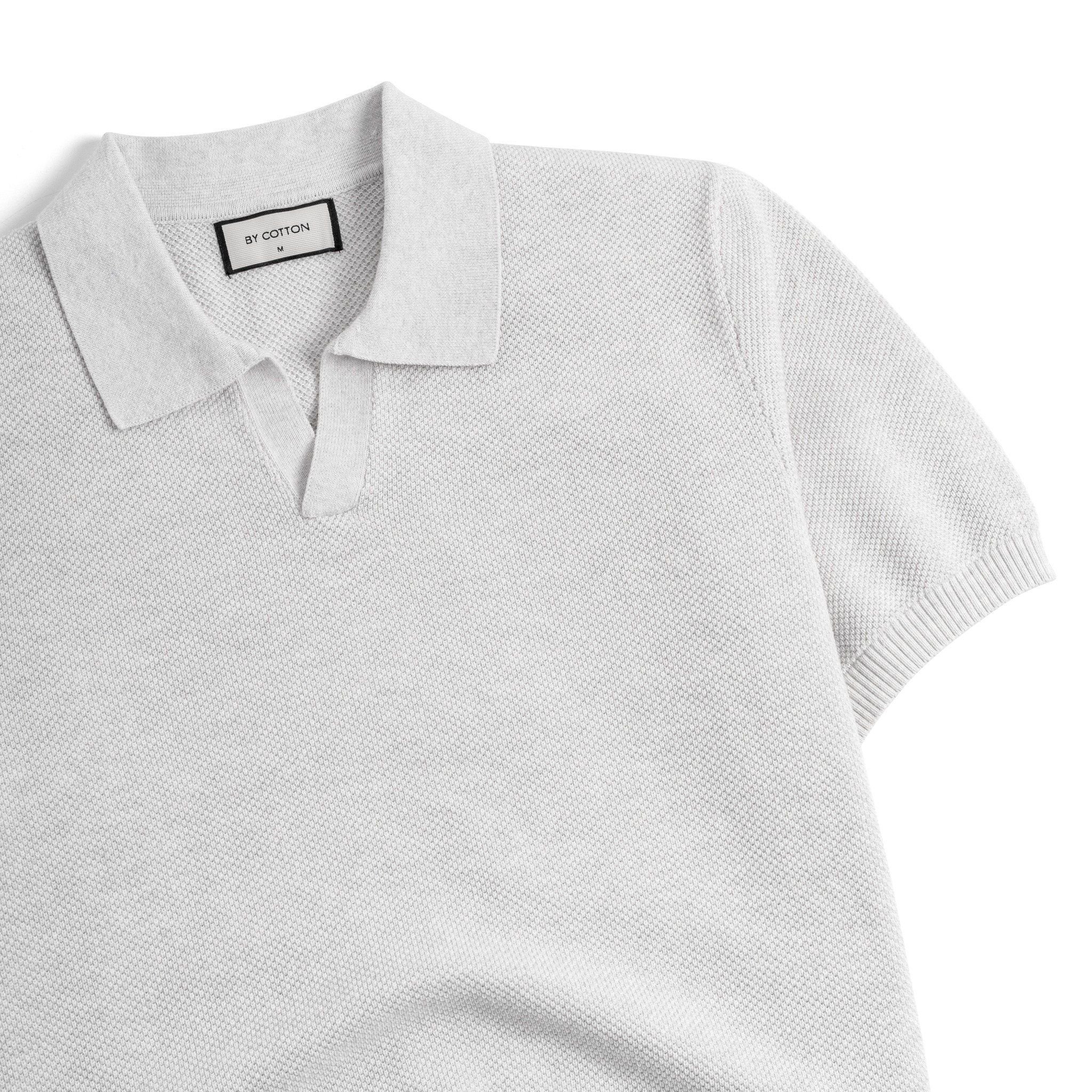 Áo Thun Polo Nam Dệt Kim By Cotton Melange Xám Nhạt
