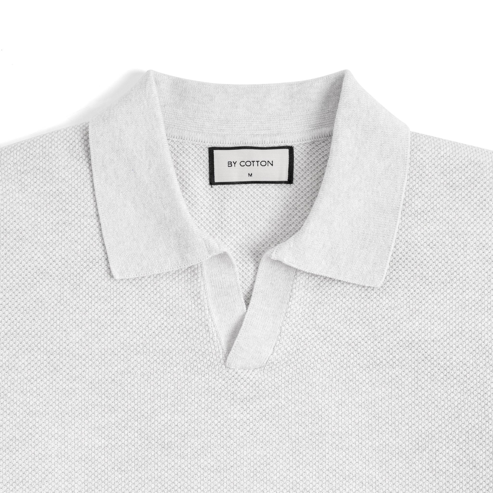 Áo Thun Polo Nam Dệt Kim By Cotton Melange Xám Nhạt