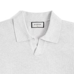 Áo Thun Polo Nam Dệt Kim By Cotton Melange Xám Nhạt