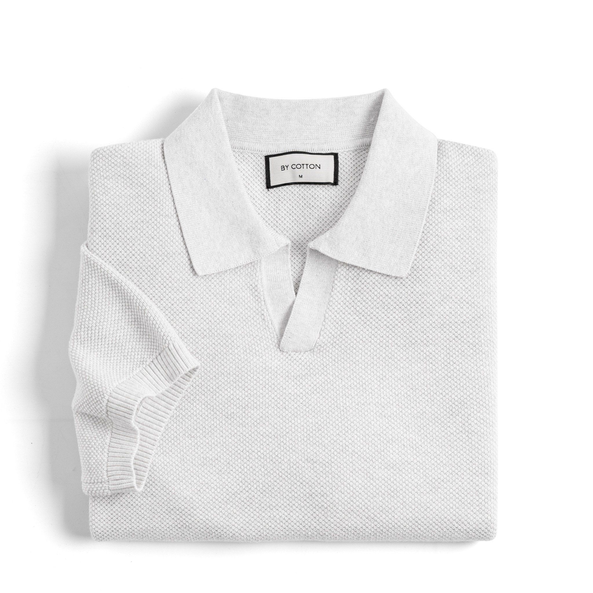 Áo Thun Polo Nam Dệt Kim By Cotton Melange Xám Nhạt