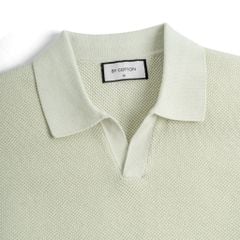 Áo Polo Dệt Kim By Cotton Melange Xanh Bơ