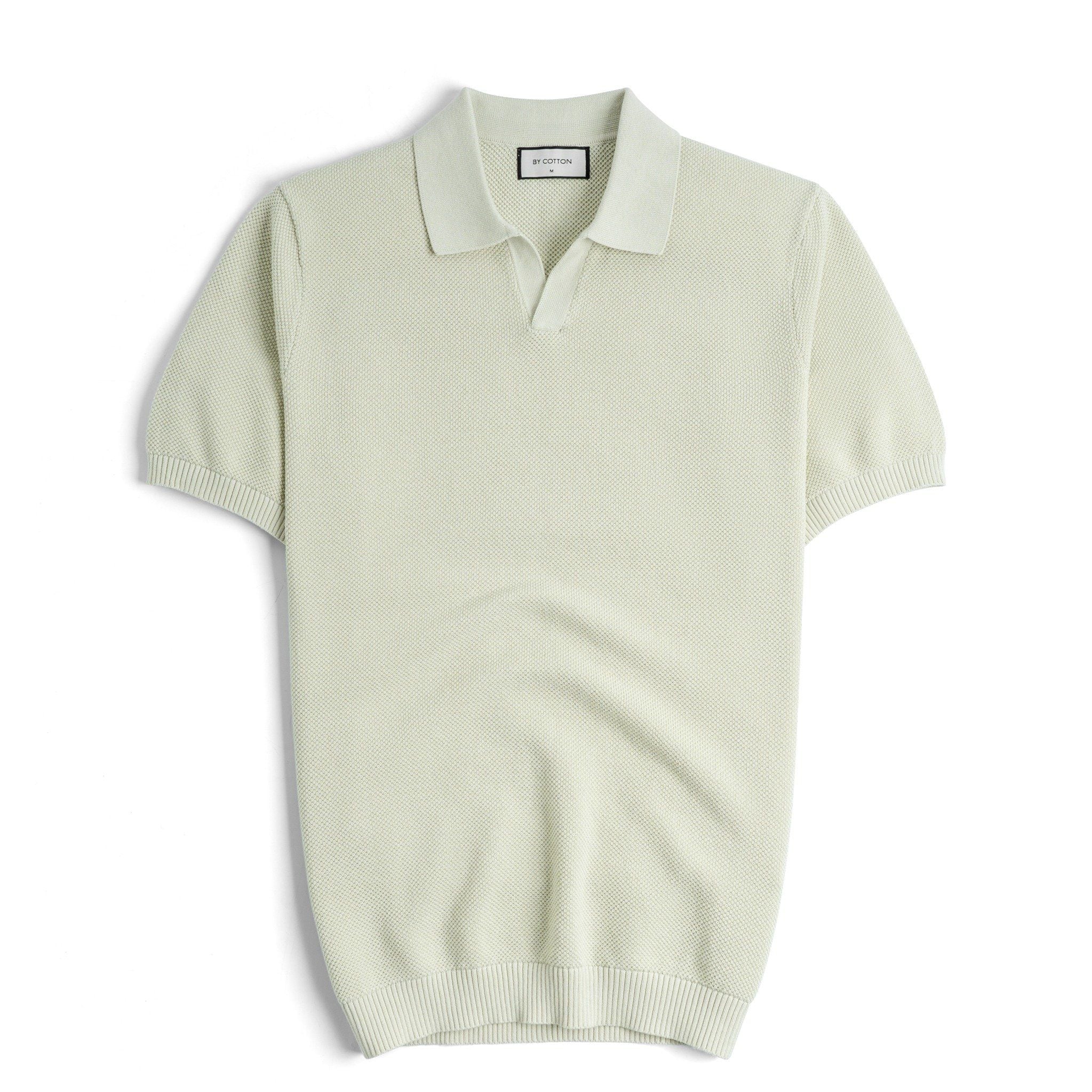 Áo Polo Dệt Kim By Cotton Melange Xanh Bơ