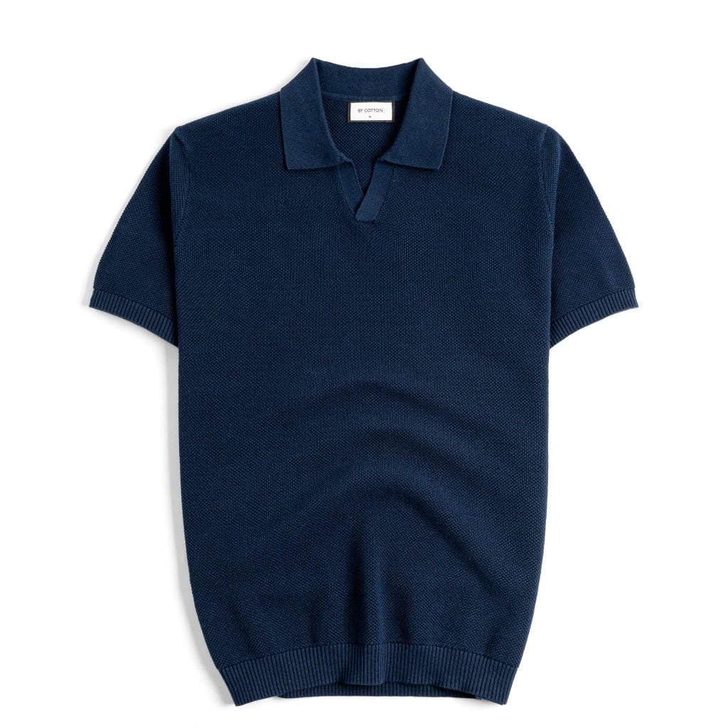 Áo Polo Dệt Kim By Cotton Melange Xanh Đen