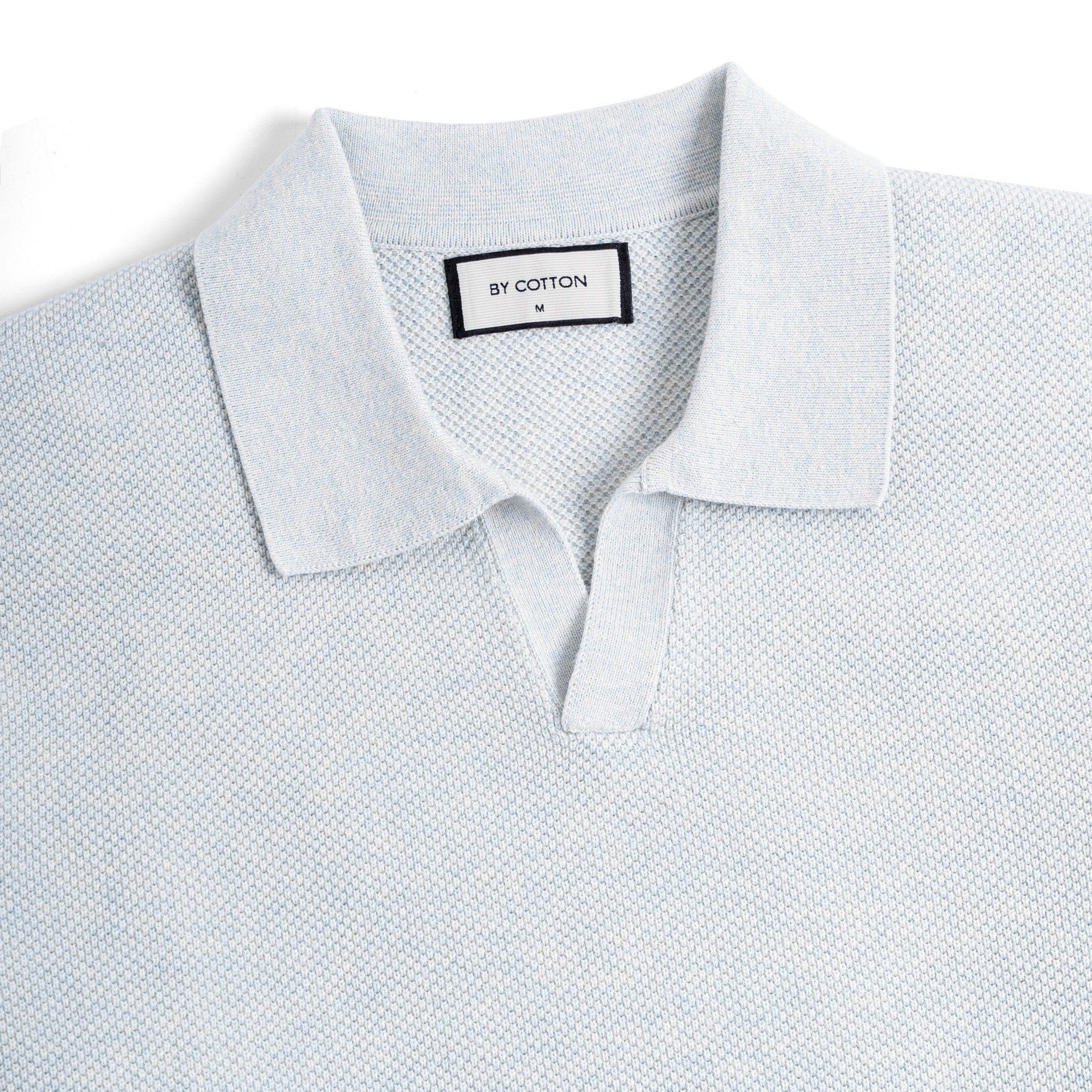 Áo Thun Polo Nam Dệt Kim By Cotton Melange Xanh Pastel