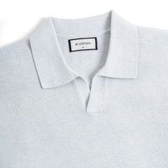 Áo Thun Polo Nam Dệt Kim By Cotton Melange Xanh Pastel