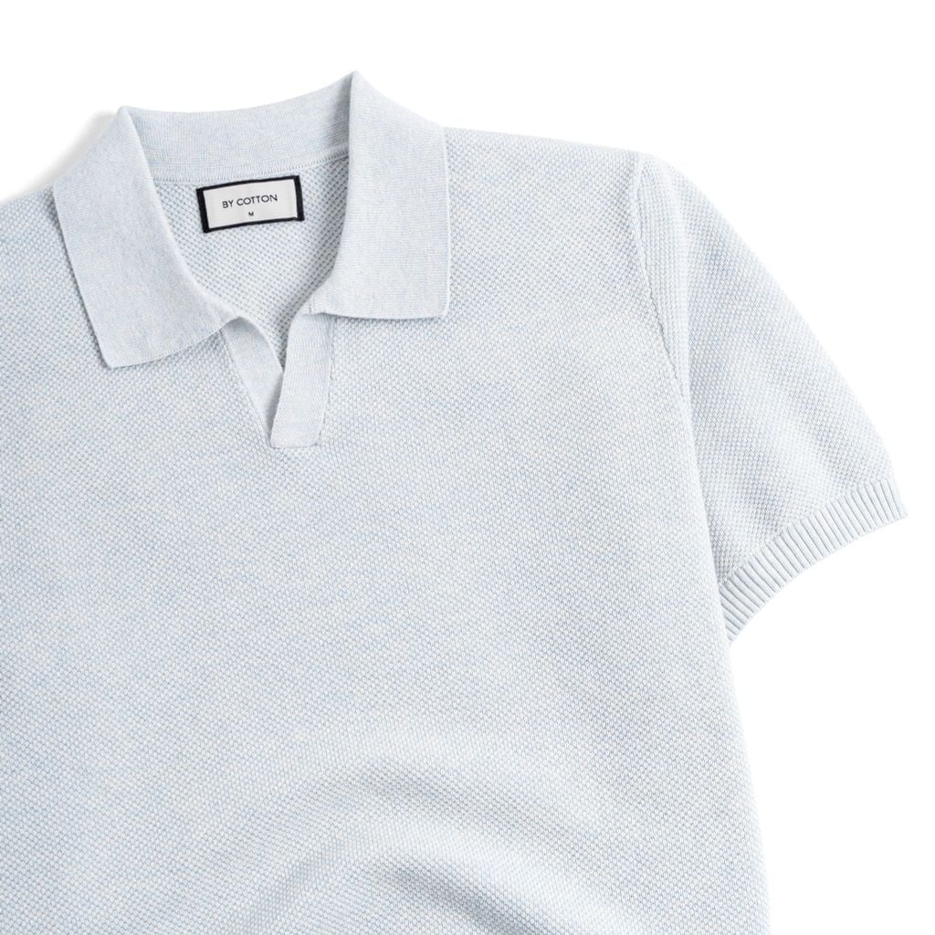 Áo Polo Dệt Kim By Cotton Melange Xanh Pastel