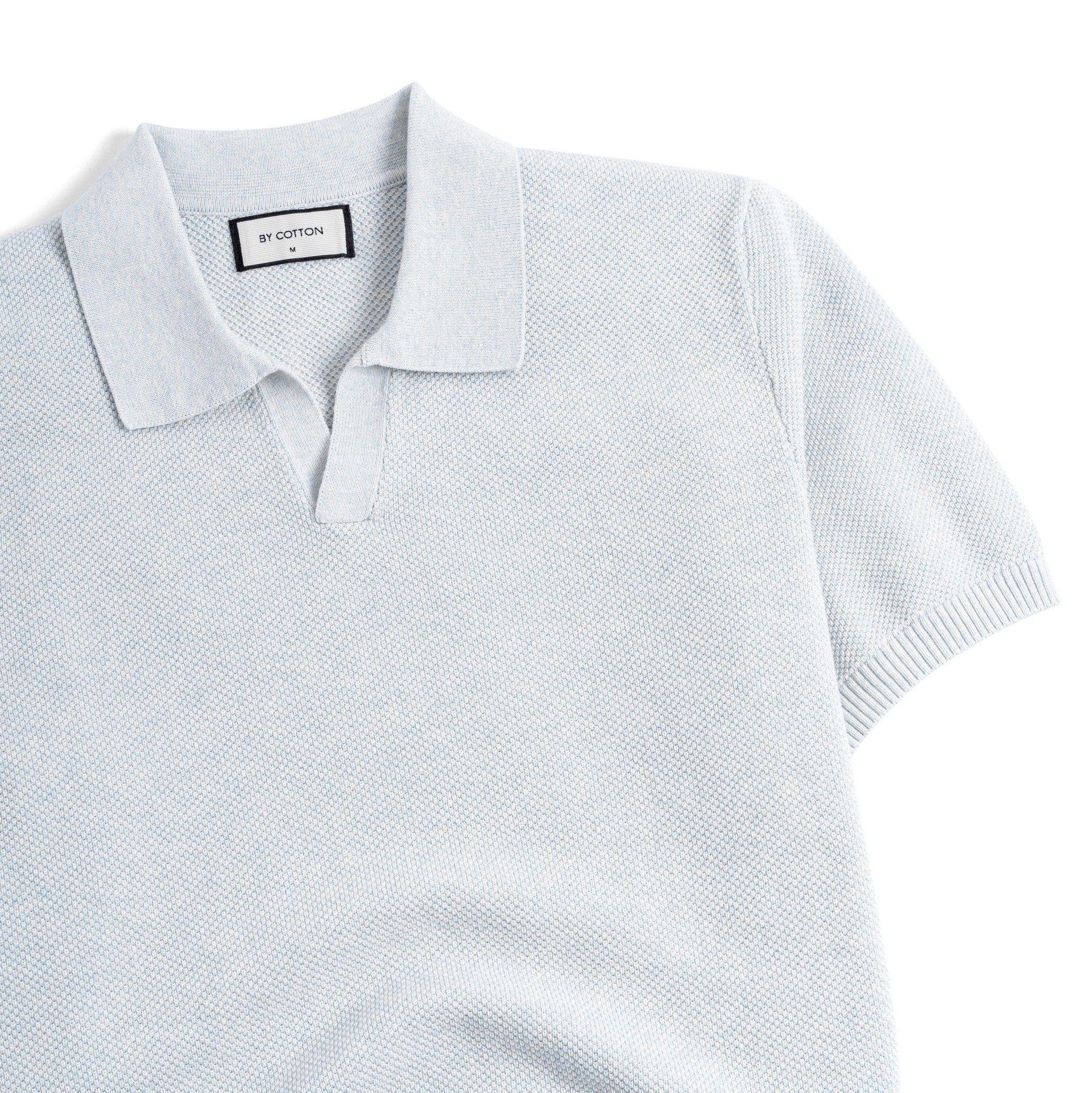 Áo Thun Polo Nam Dệt Kim By Cotton Melange Xanh Pastel
