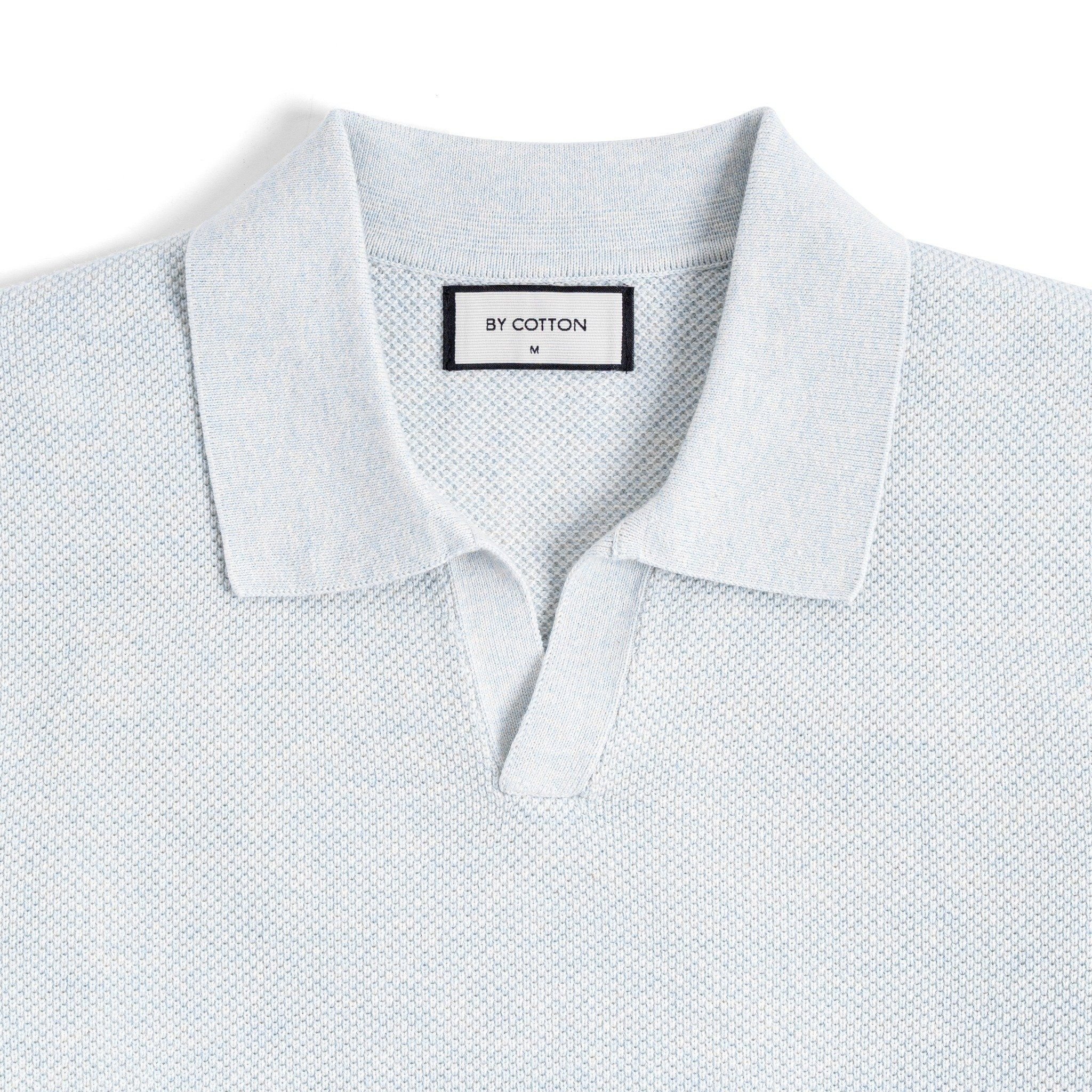Áo Thun Polo Nam Dệt Kim By Cotton Melange Xanh Pastel