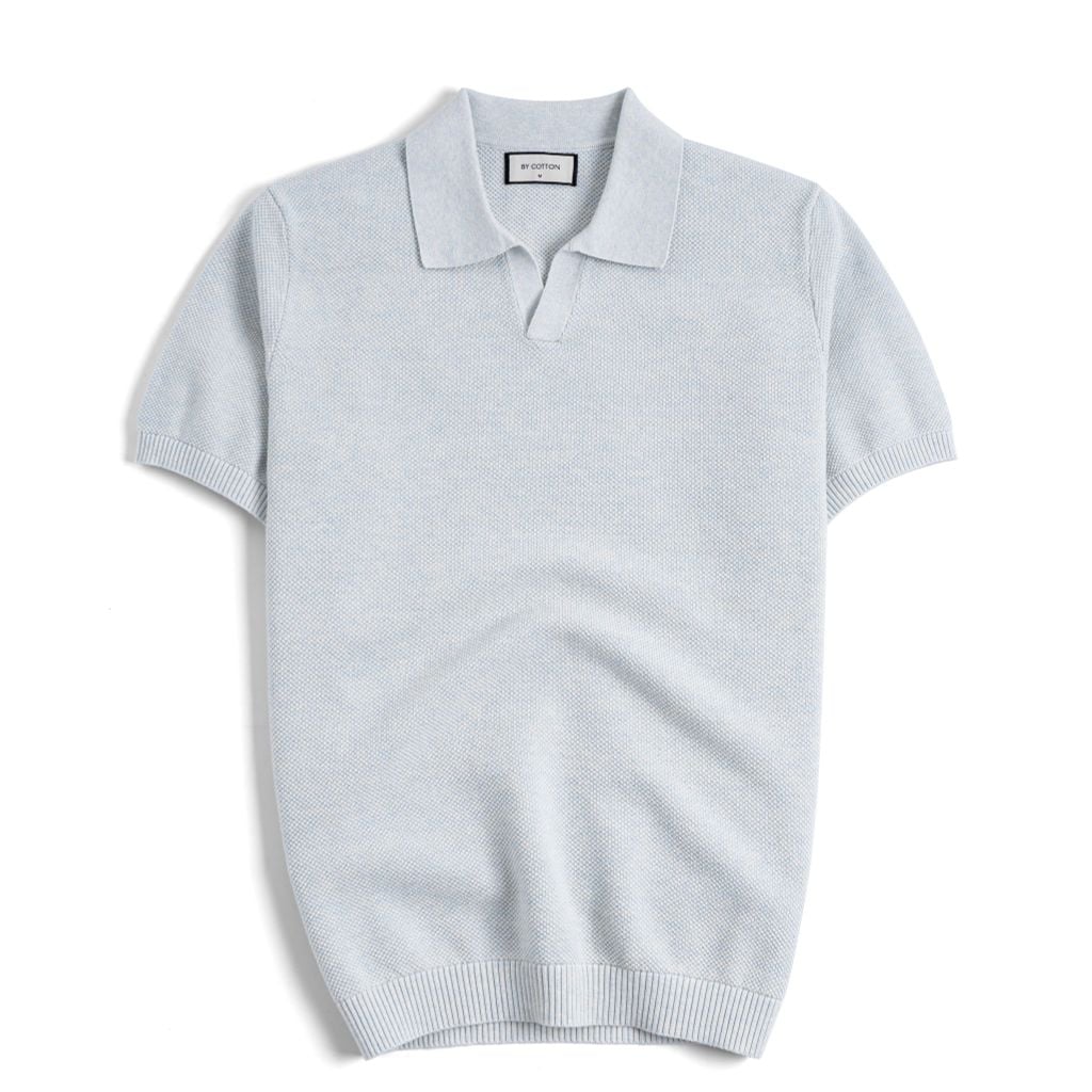 Áo Polo Dệt Kim By Cotton Melange Xanh Pastel